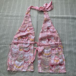 NWT Edikted Backless Split Front Halter Top Pink Size M